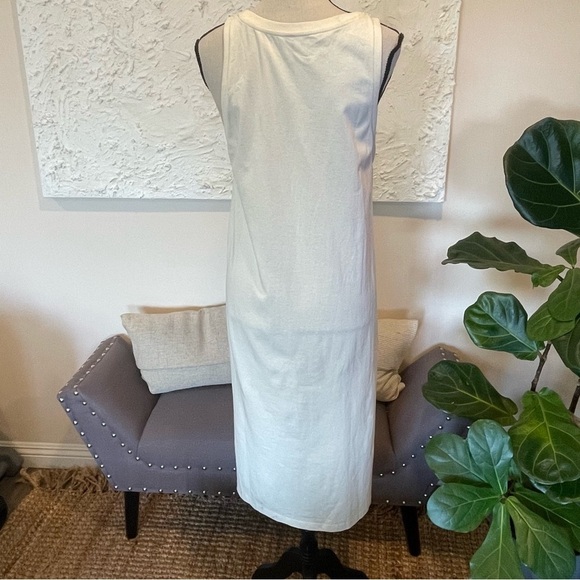 & Other Stories Tank Midi Dress Beige Slits 100% Cotton Sz Small - Picture 2 of 8